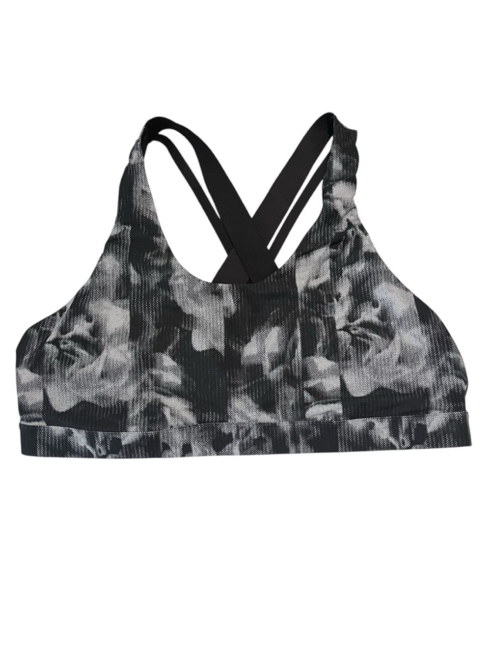 Old Navy Black & Gray Marble-Print Strappy Sports Bra